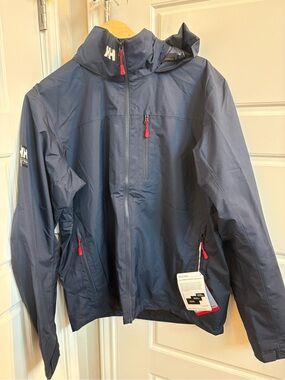 Helly Hansen NEW Crew Hooded Sailing Jacket 2.0 in Navy Size Large